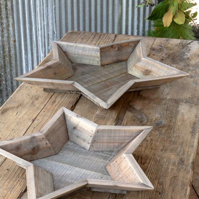 Reclaimed Wood Star Shaped Bowl Set of 2