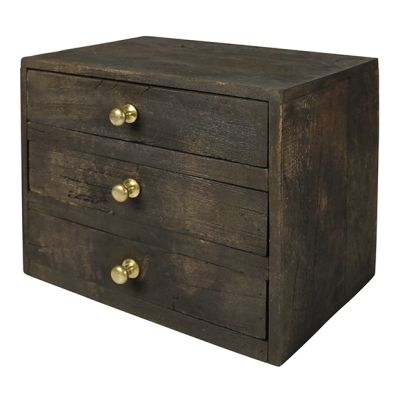 Reclaimed Wood Tabletop 3 Drawer Storage Chest