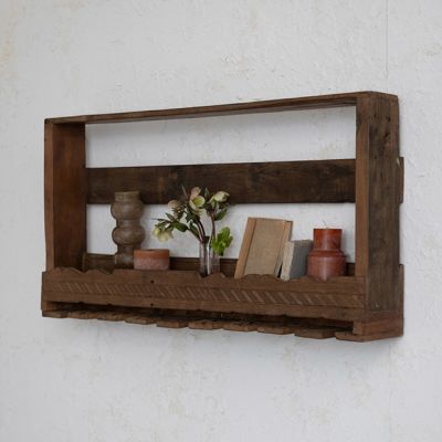 Reclaimed Wood Wine Glass Holder Wall Shelf