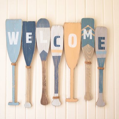 Recycled Boat Paddle Welcome Sign Wall Decor