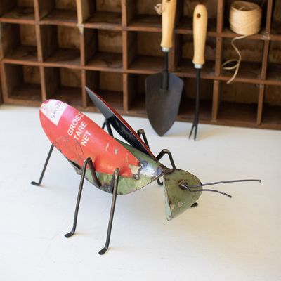 Recycled Iron Grasshopper Sculpture