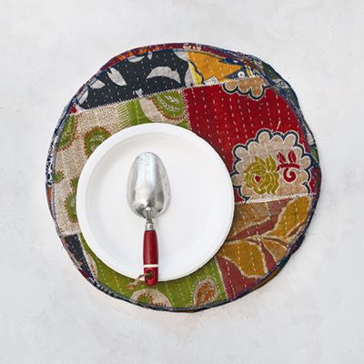 Recycled Kantha Patchwork Quilt Placemat