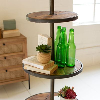 Recycled Wood 4 Tier Footed Display Tower
