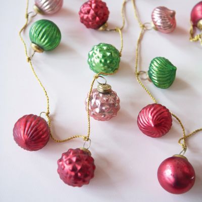 Red Pink Green Glass Ornament Garland