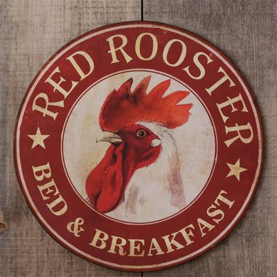 Red Rooster Metal Wall Sign