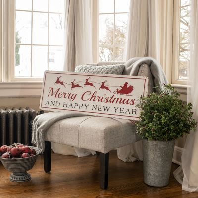 Reindeer and Sleigh Merry Christmas Sign