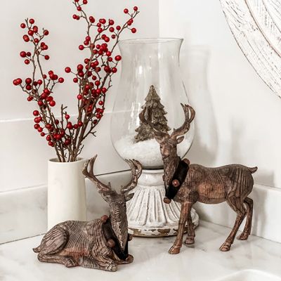 Reindeer Figurine With Wreath Set of 2