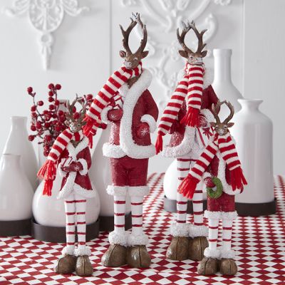 Reindeer With Scarf Statuette Set of 2