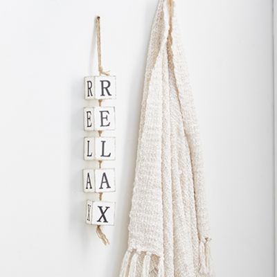 Relax Hanging Wood Block Sign