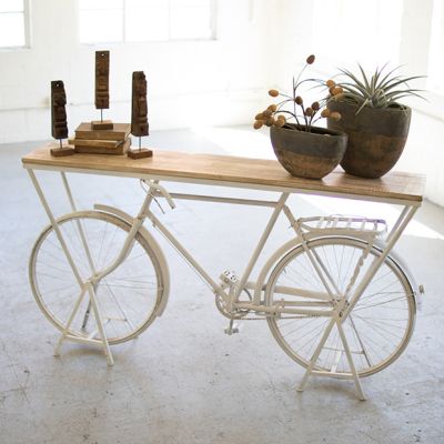 Repurposed Bicycle Console Table