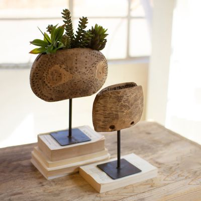 Repurposed Cowbell Planters on Stands Set of 2