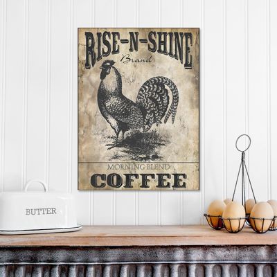 Rise and Shine Coffee Canvas Sign