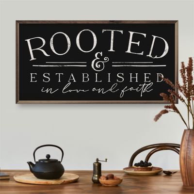 Rooted And Established Black Framed Wall Sign