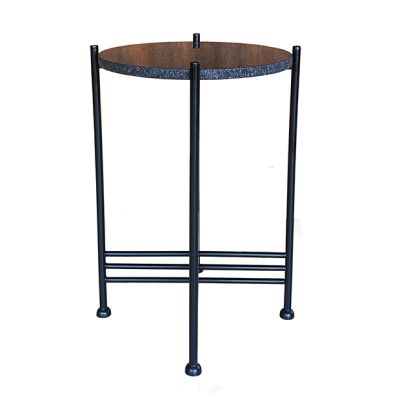 Round Black Marble Top Accent Table