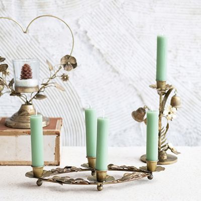 Round Brass Finish Advent Candle Holder