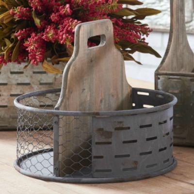 Round Tin Divided Tabletop Caddy