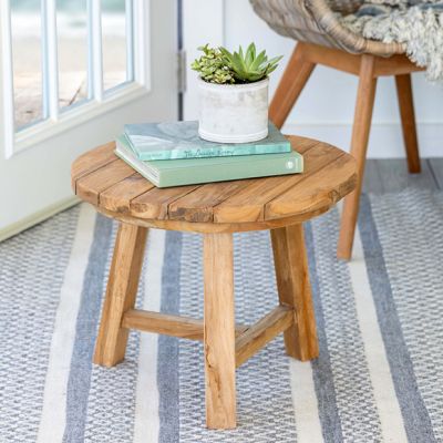 Round Teakwood Accent Table