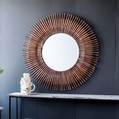 Round Vintage Rolling Pin Wall Mirror
