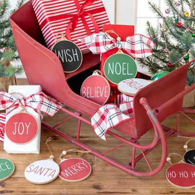 Round Wood Holiday Wish Ornament Set of 10