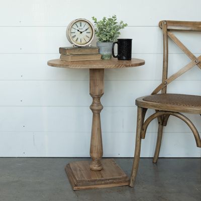 Round Wood Pedestal Table With Square Base
