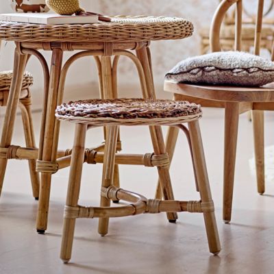 Round Woven Rustic Accent Stool