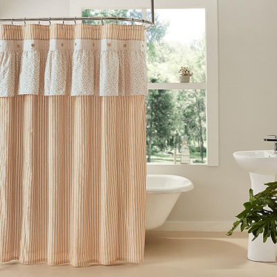 Ruffled Neutral Shower Curtain