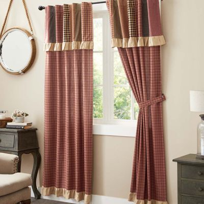 Ruffled Plaid Curtain Panel with Attached Valance Set of 2