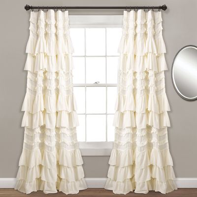 Ruffled Waterfall Ivory Curtain Panel