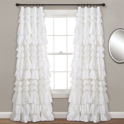 Ruffled Waterfall White Curtain Panel