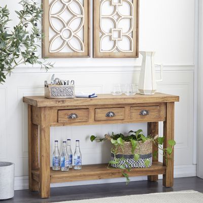 Rugged Simplicity 3 Drawer Console Table