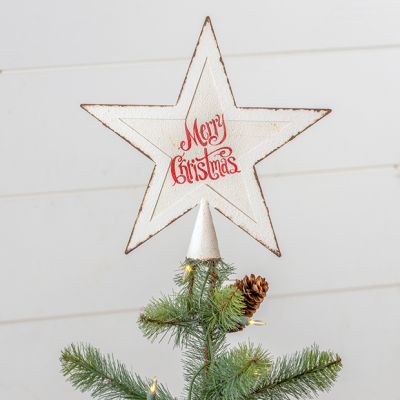 Rusted Edge Merry Christmas Tree Topper
