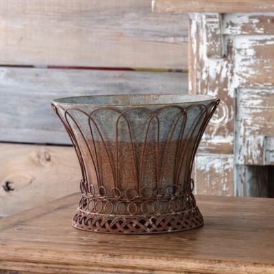 Rusted French Wire Metal Planter Pot