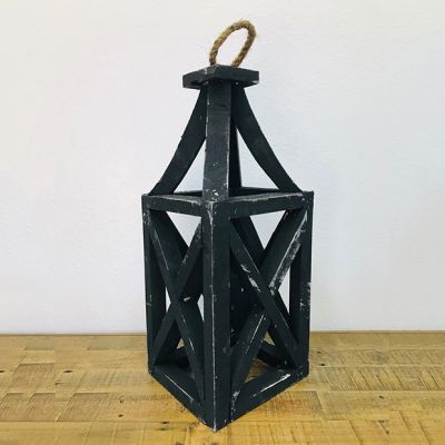 Rustic Black Wood Lantern