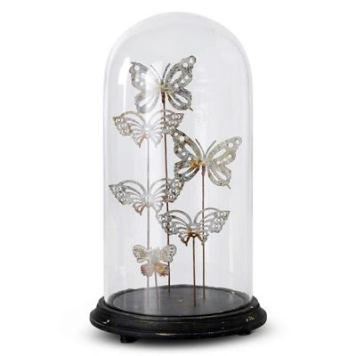 Rustic Butterflies Glass Dome Tabletop Decor