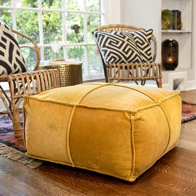 Rustic Cotton Velvet Pouf