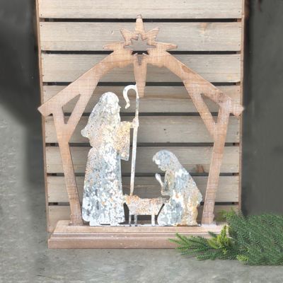 Rustic Creche Tabletop Nativity Scene