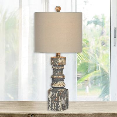 Rustic Distressed Farmhouse Table Lamp Set of 2