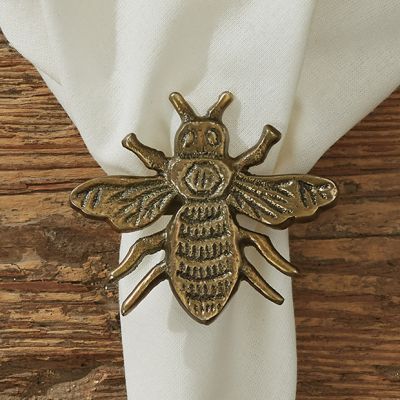 Rustic Elegance Bee Napkin Ring Set of 4