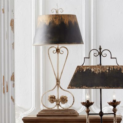 Rustic Elegance Floral Scroll Table Lamp