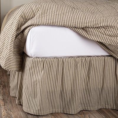 Rustic Farmhouse Ticking Stripe Bed Skirt Charcoal
