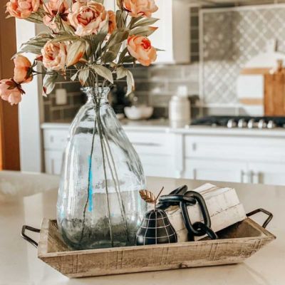Rustic Farmhouse Wood Tray With Metal Handles