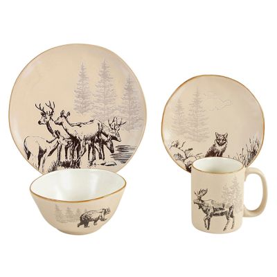 Rustic Forest Cabin 16 Piece Dish Set