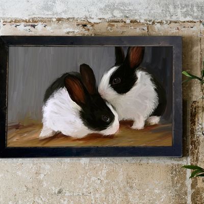 Rustic Framed Bunnies Wall Art