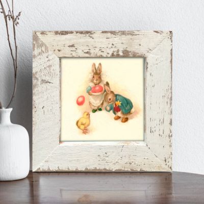 Rustic Framed Bunny With Easter Eggs Wall Art