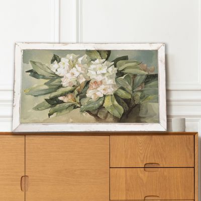 Rustic Framed Vintage White Blooms Wall Art