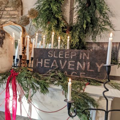 Rustic Heavenly Peace Hanging Holiday Sign