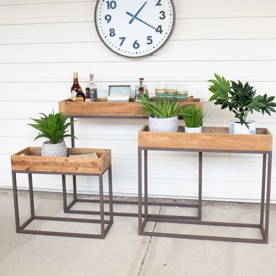 Rustic Industrial Console Tray Table Set of 3