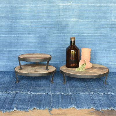 Rustic Industrial Footed Round Display Riser