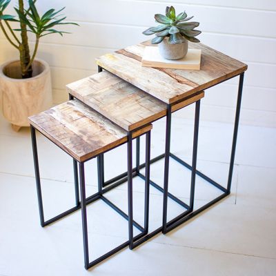 Rustic Industrial Nesting Tables Set of 3