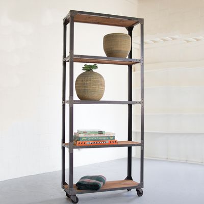 Rustic Industrial Rolling Bookshelf